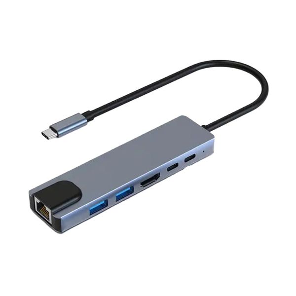 6-in-1 USB Type C Hub Adapter with 4K HDMI Compatible with MacBook