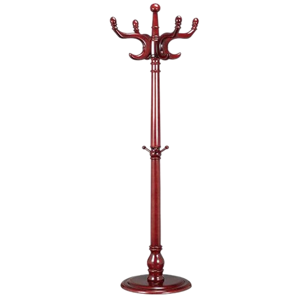 Wooden Coat hanger / Rack, 8 Hook Round Base Coat Stand - Brown Colour