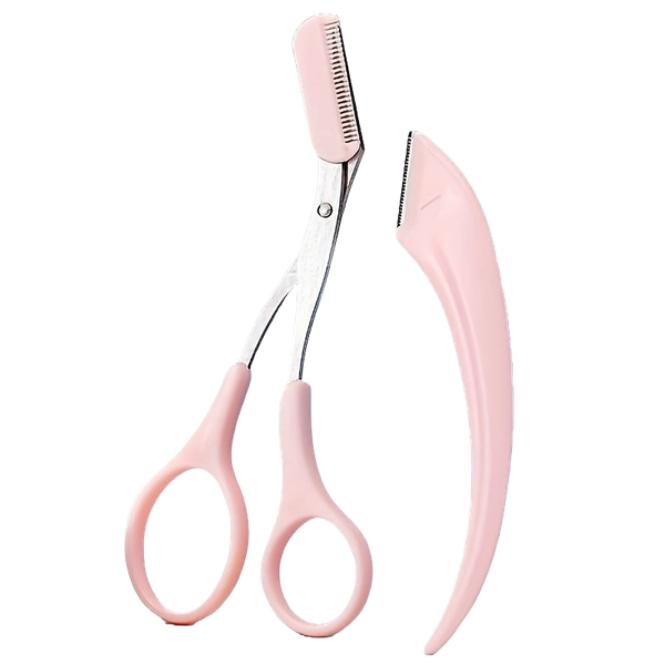Set of 2 Premium Eyebrow Trimmer Scissors Set, Curved Eyebrow Razor