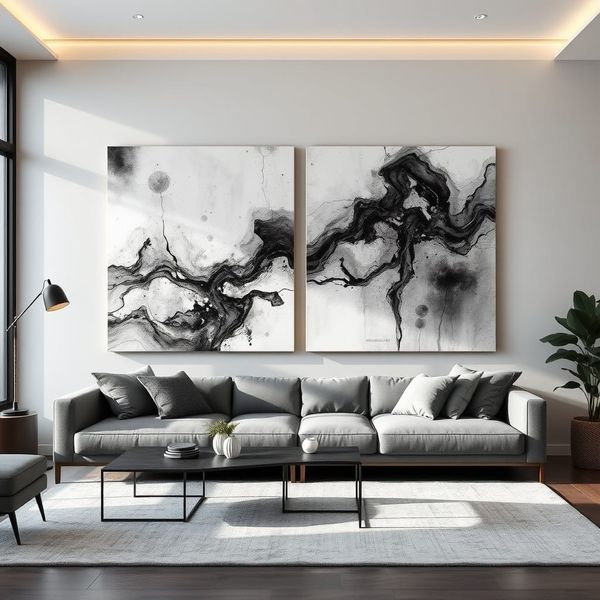 Canvas Wall art: 2 Piece Set- Echoes of Contrast