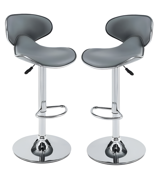 Bar / Kitchen Counter Stools -Adjustable Swivel Bar Chairs- 2 Pack-Grey