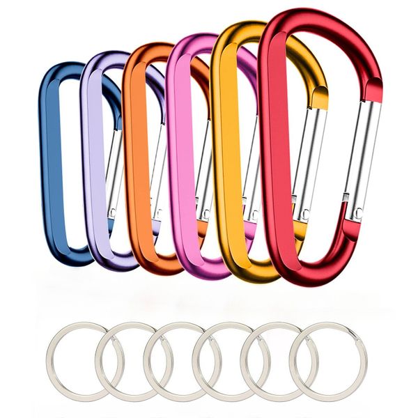 Durable Outdoor Carabiners, Key Chain Clip Hook for Camping Hiking Use-6PCS