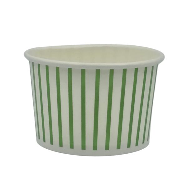 Ice Cream Tub 90ml - Green Striped Disposable Paper Cup