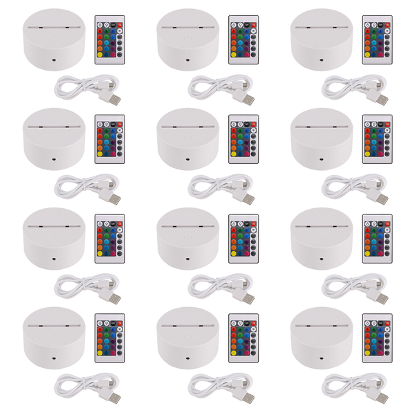 12 Pack 3D Night Led Light Lamp Base 16 Colors For Acrylic White