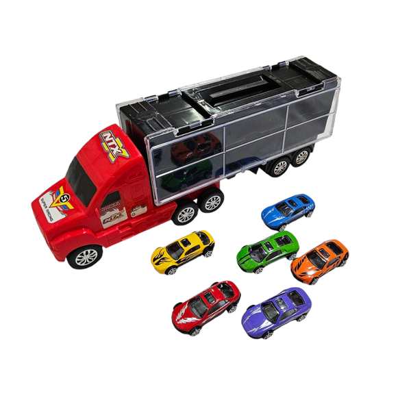 Truck with 6 Mini Cars Toy Set