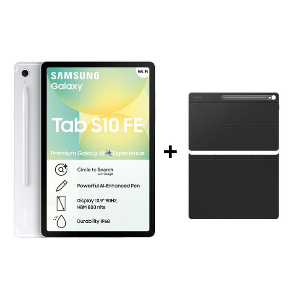 Samsung Galaxy Tab S10 FE (X520) 10.9" 128GB Wi-Fi Only Tablet - Silver + Samsung Smart Book Cover