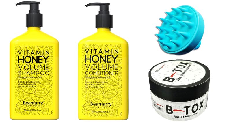 Beamarry Volume Set + Sarah beauty B-Tox 150g + Silicone Shampoo Brush(02)