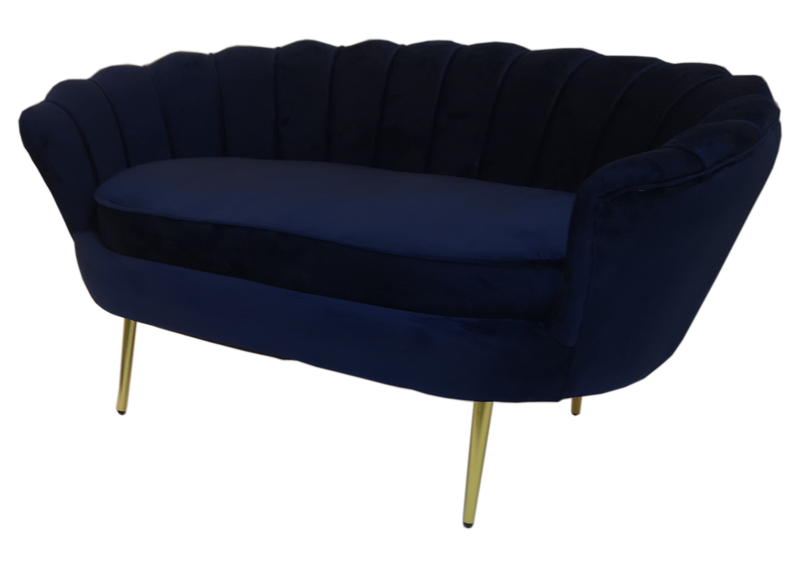 Tulip Velvet Double Seater Couch - Blue