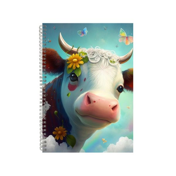 Small Cow Whimsical Art Notebook Animal Gift Idea A4 Notepad Pad 82