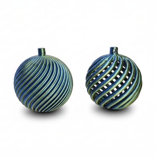 Christmas Tree Decorations - Swirl Design Balls, 4 Pack (Gold &amp; Blue)