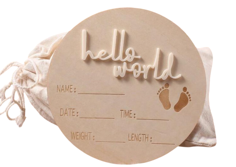 Newborn Wooden Baby Birth Announcement Disc
