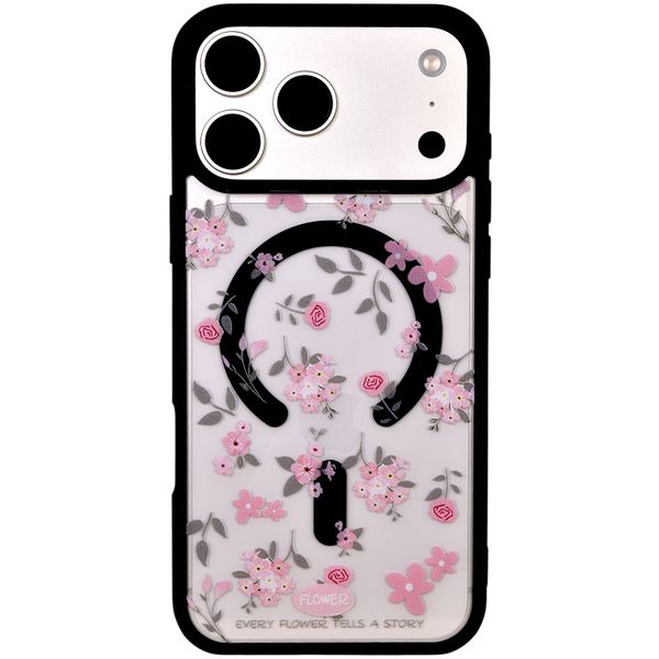 Magnetic Phone Case with Flower Design - Compatible with 17 Pro Max - Clear