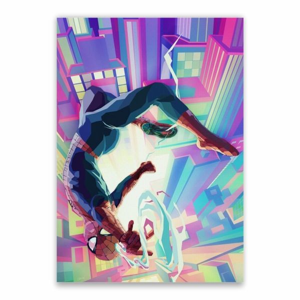 Spider-Man Web Slinging Colourful Poster - A1