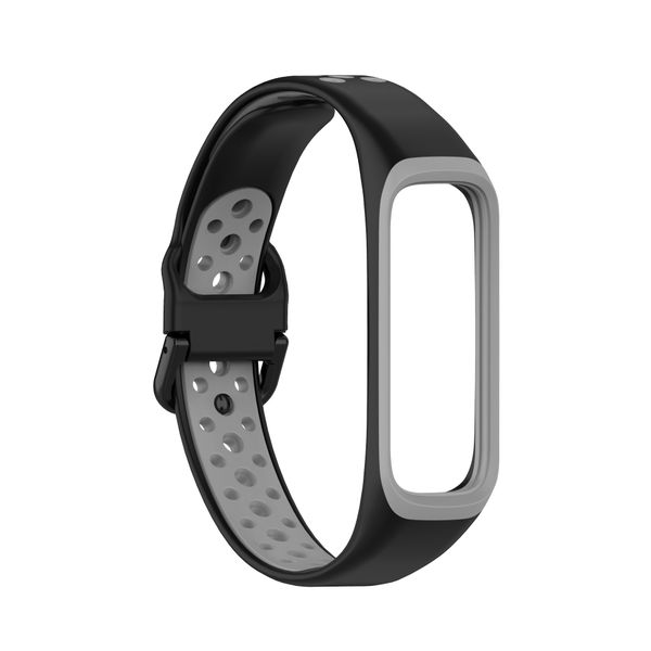 Silicone Sport Strap Compatible With Samsung Galaxy Fit 2-Black &amp; Grey