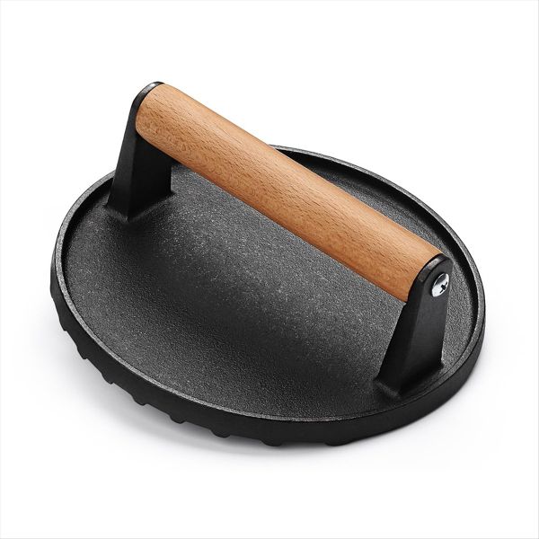 Burger Press 7Inch Round Cast Iron Smash Bacon Press Meat Steak