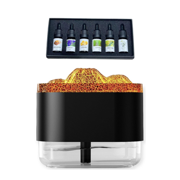 Volcano LED Flame Diffuser and Humidifier with 6 Essential Oils