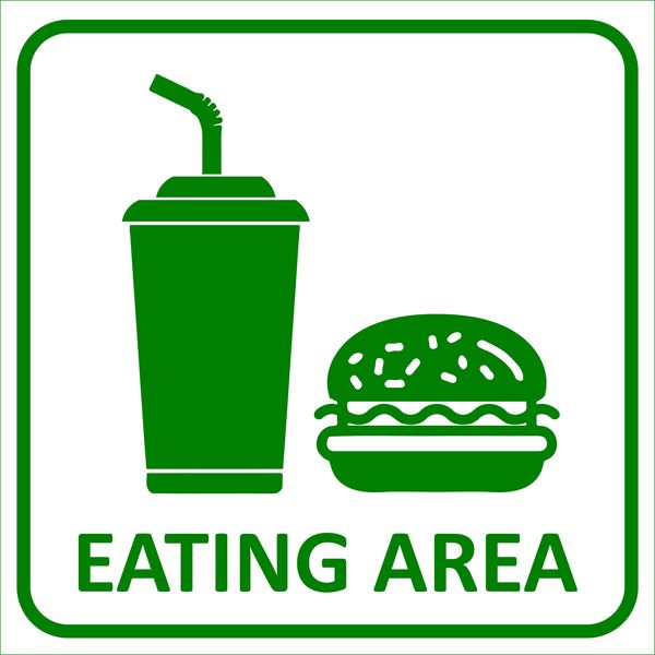 Eating Area Sign 19x19cm - 2 Pack
