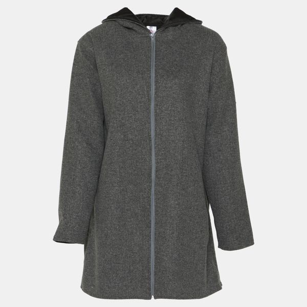 Grey Hoodie Coat Brushed Cotton with Zip