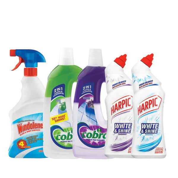 Cobra, Windolene, Harpic - Spring Cleaning Bundle - (5 x 750ml)