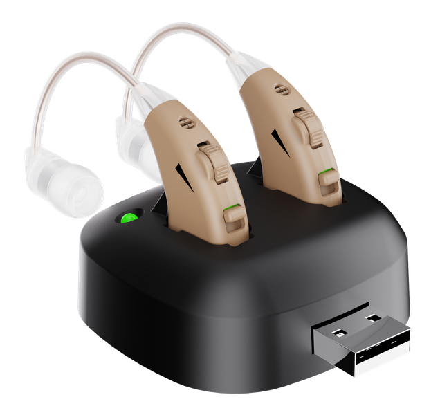 BTE Hearing Amplifier with USB Rechargeable Behind-the-Ear Sound Amplifier