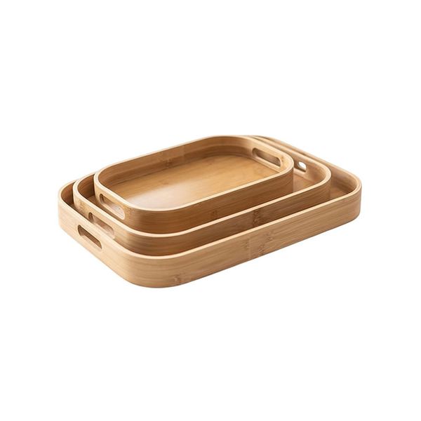 3 Piece Bamboo Wooden Serving Tray