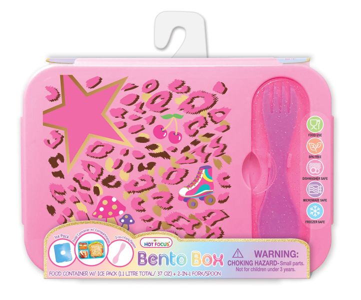 Rectangular Bento Lunch Box 3pc Leopard