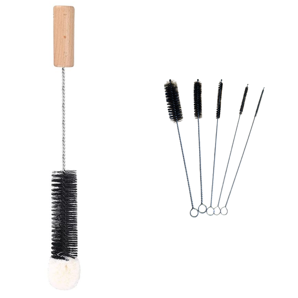 Glass Bottle Cleaning Brush Set - 1 Medium + 5 Small Brushes