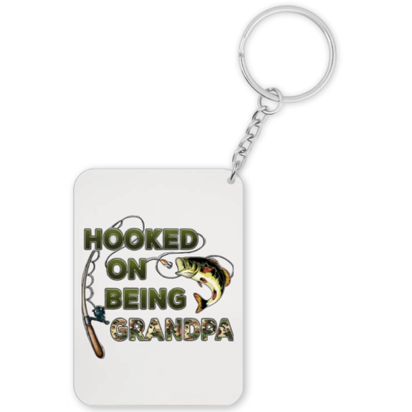 Hooked On Being Grandpa Fishing Gift Keyring