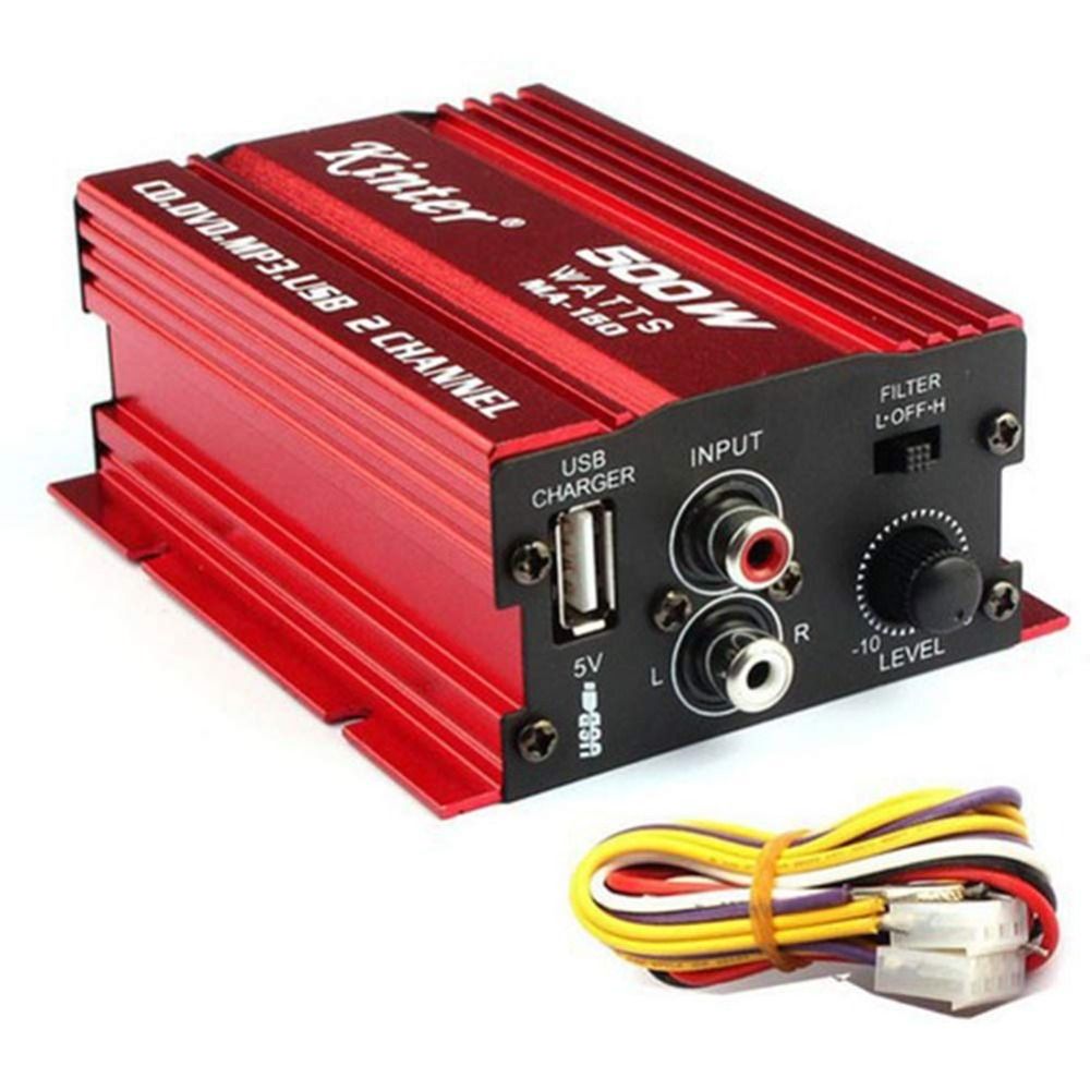 MA150 500W Car Motorcycle 12V 2CH 2 Channel Audio AMP Amplifier Subwoofer