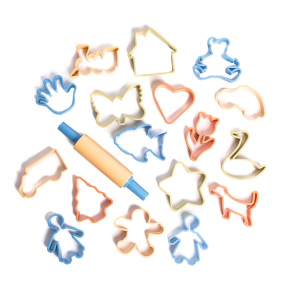 Play Dough Tool Set with Roller Large Natural Colours - 17 Piece