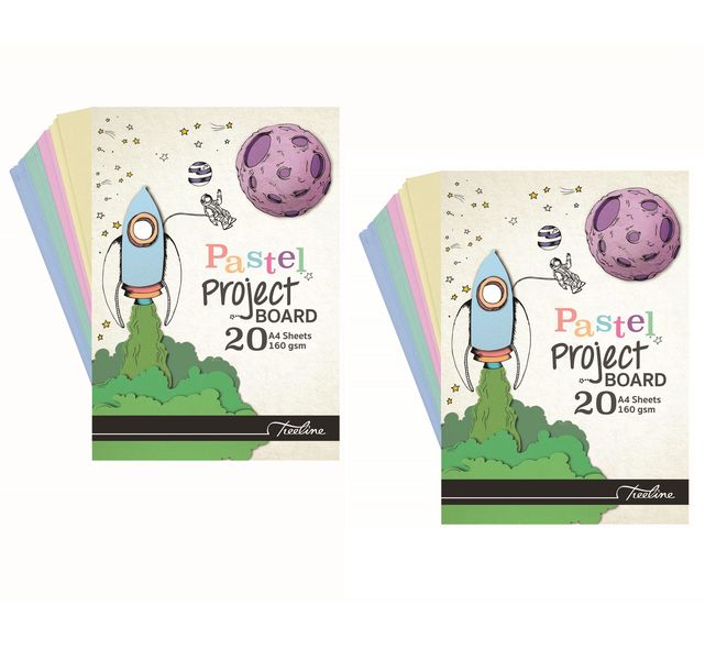 Treeline Project Board Pads A4 160gsm Pastel Colours - 40 Sheets