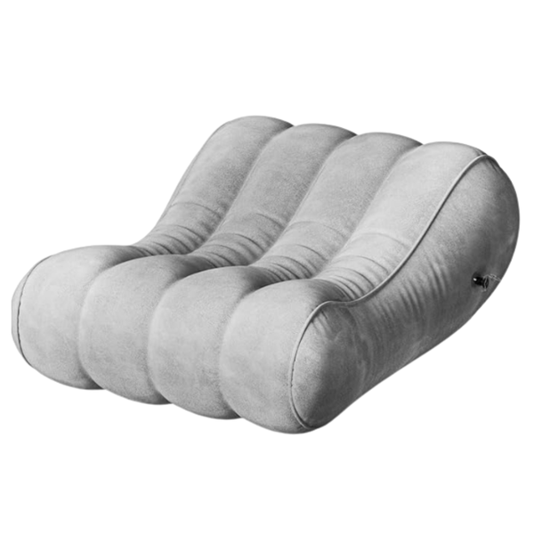 Inflatable Couple's Position Pillow Velvet Wedge Support Sofa - Grey