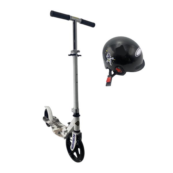 Height Adjustable Kick Scooter and a Helmet for Adults and Kids