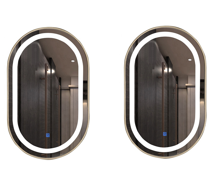 2 Pack-Wall-mounted bathroom mirror with LED light and touch screen
