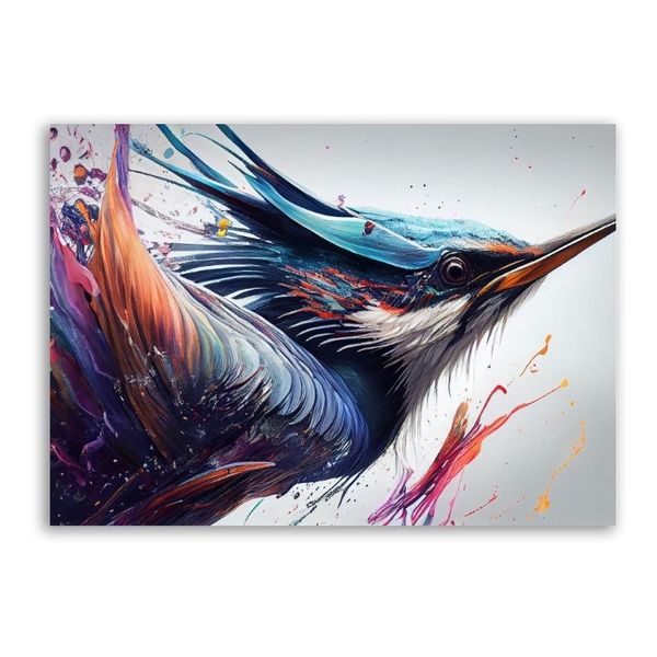 Humming Bird Canvas Abstract Wall Art