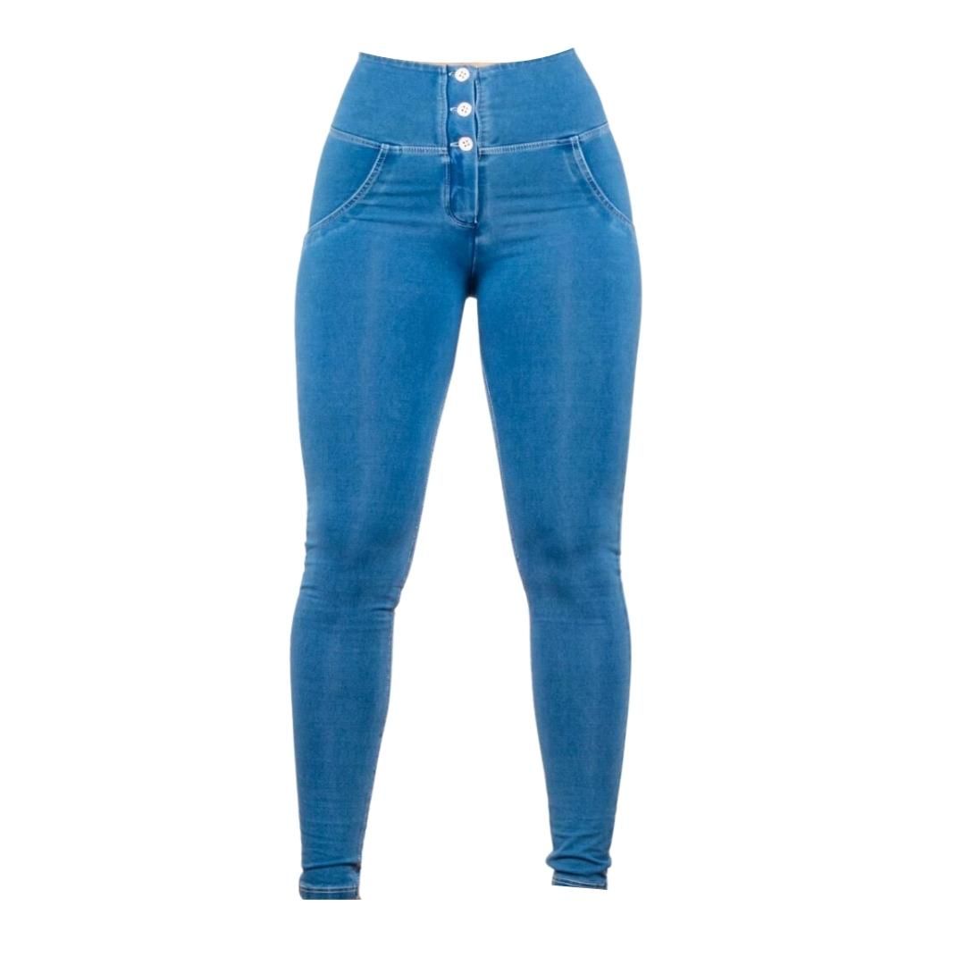 Light Blue High Waist Shaping pants with Buttons | Shop Today. Get it ...