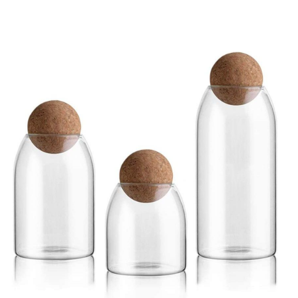 Set of 3 Transparent Bottle Sealed Tank Cork Glass Jars