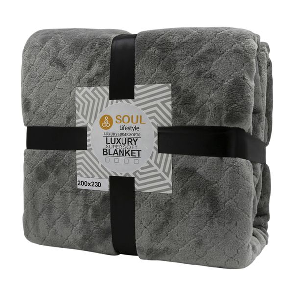 Soul Lifestyle Luxury Super Plush Jacquard Blanket Throw Khaki
