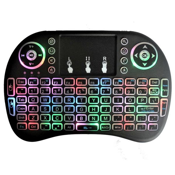 RGB Mini Keyboard 7 Colors Backlit Wireless Keyboard with Touchpad