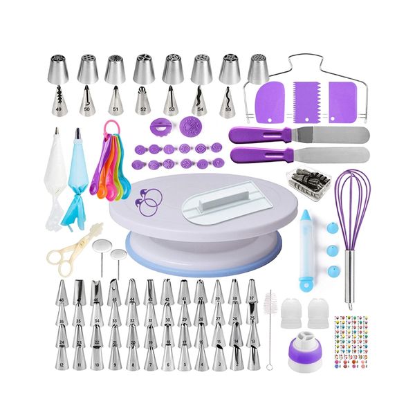 Pruchef 137 Piece Cake Decorating Kit Baking Supplies Set - Purple
