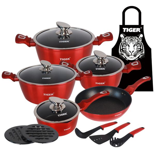 Tiger Non-Stick 15 Piece Marble Coating Cookware Set