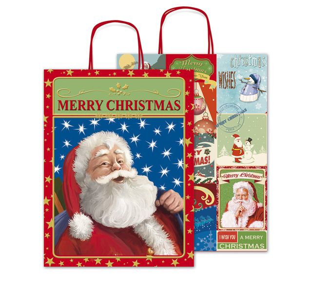Christmas Classics Gift Bag - Santa Design 260 × 120 × 340 mm (Pack of 5)