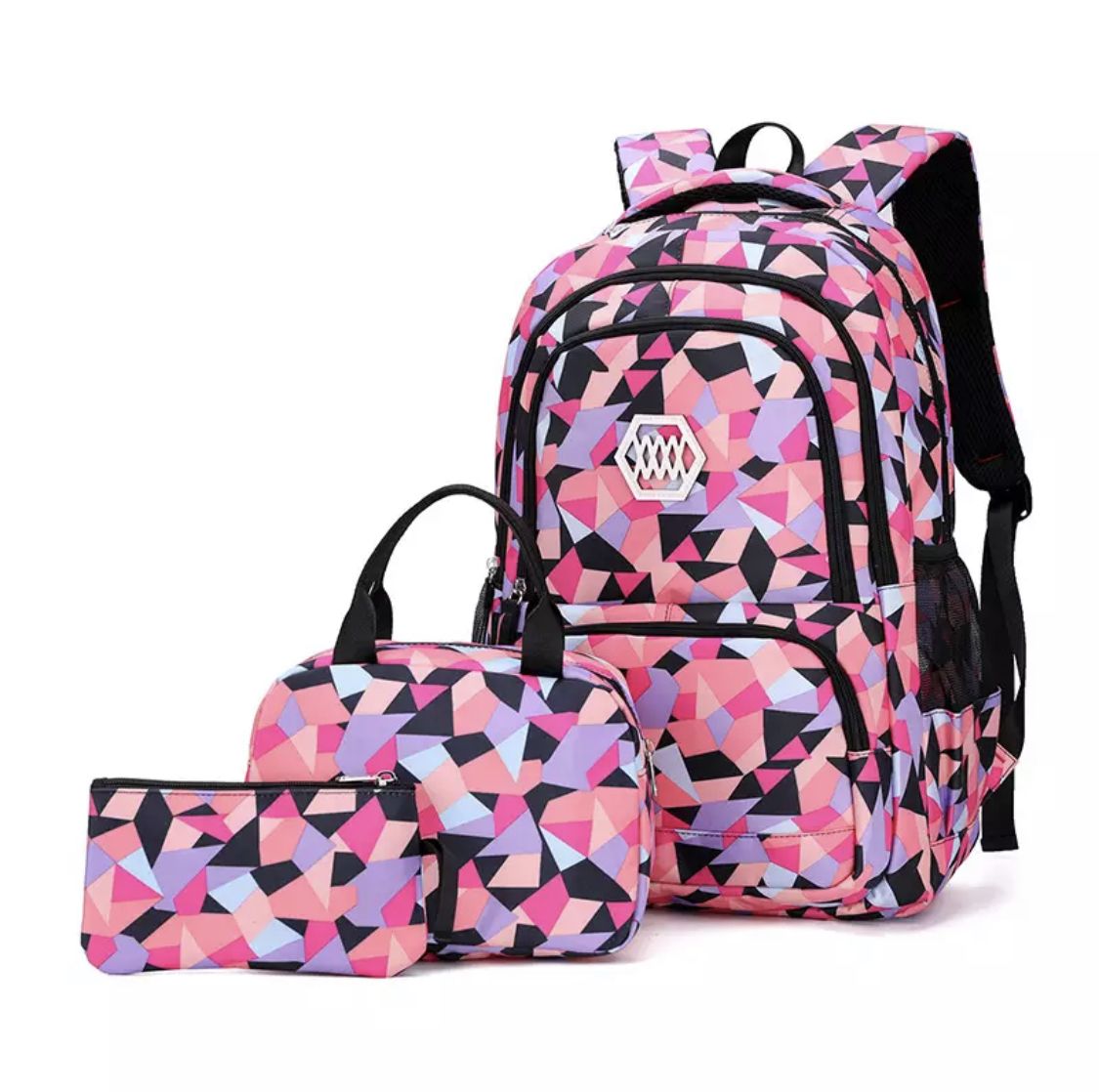 The Clip - Backpack 3 Pieces set Geometric Prints Waterproof schoolbag, Shop Today. Get it Tomorrow!