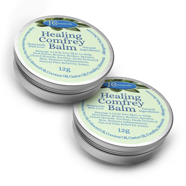 JC Botanicals Natural Herbal Castor Oil &amp; Comfrey Healing Balm 12g x 2