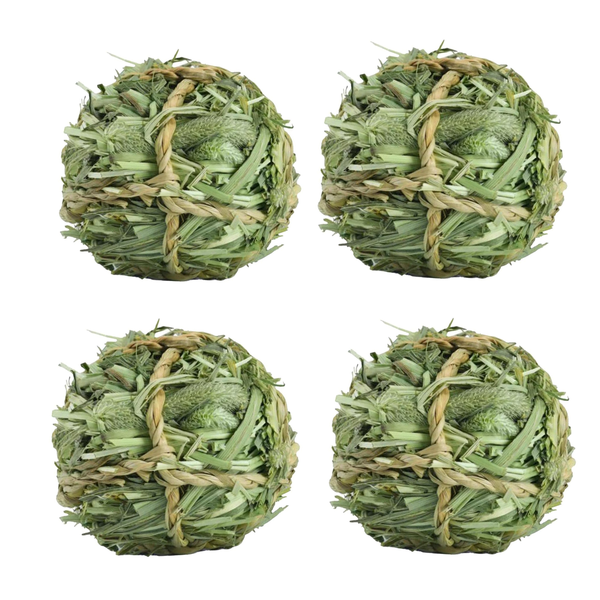 4 Pieces Rabbit Chew Ball Grass Pet Balls Timothy Grass Grinding Bunny Toys