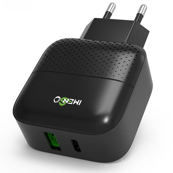 IMENSO Fast Charge 30W Dual USB and Type-C Charger - Black