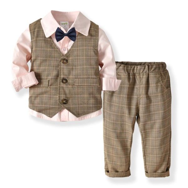 Optic 4 Piece Baby Boy Tuxedo Suit with Shirt and Formal PantsWhite