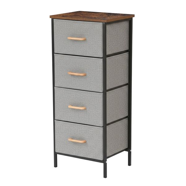 MIkaco 4-Drawer Fabric Storage Cabinet w/ Metal Frame &amp; Wooden Top