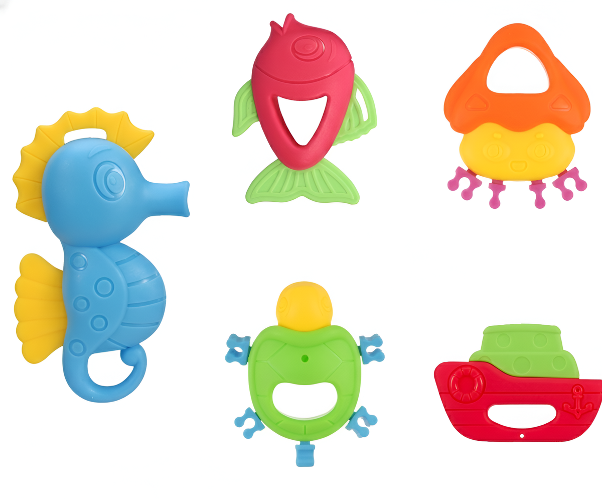 5-Piece Water Teether Rattle Set - Soothing & Sensory Baby Toys | Shop ...