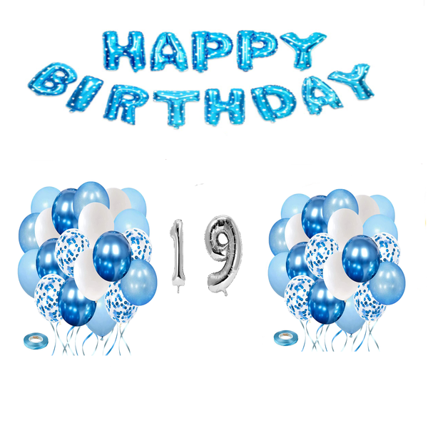 Blue and white Balloon Set 19 years